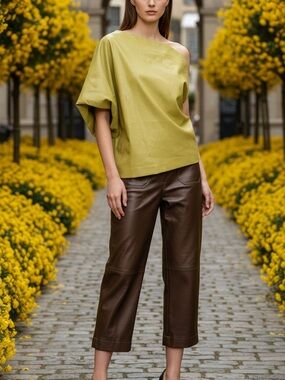 NWT Adolfo Dominguez vegan leatherTop